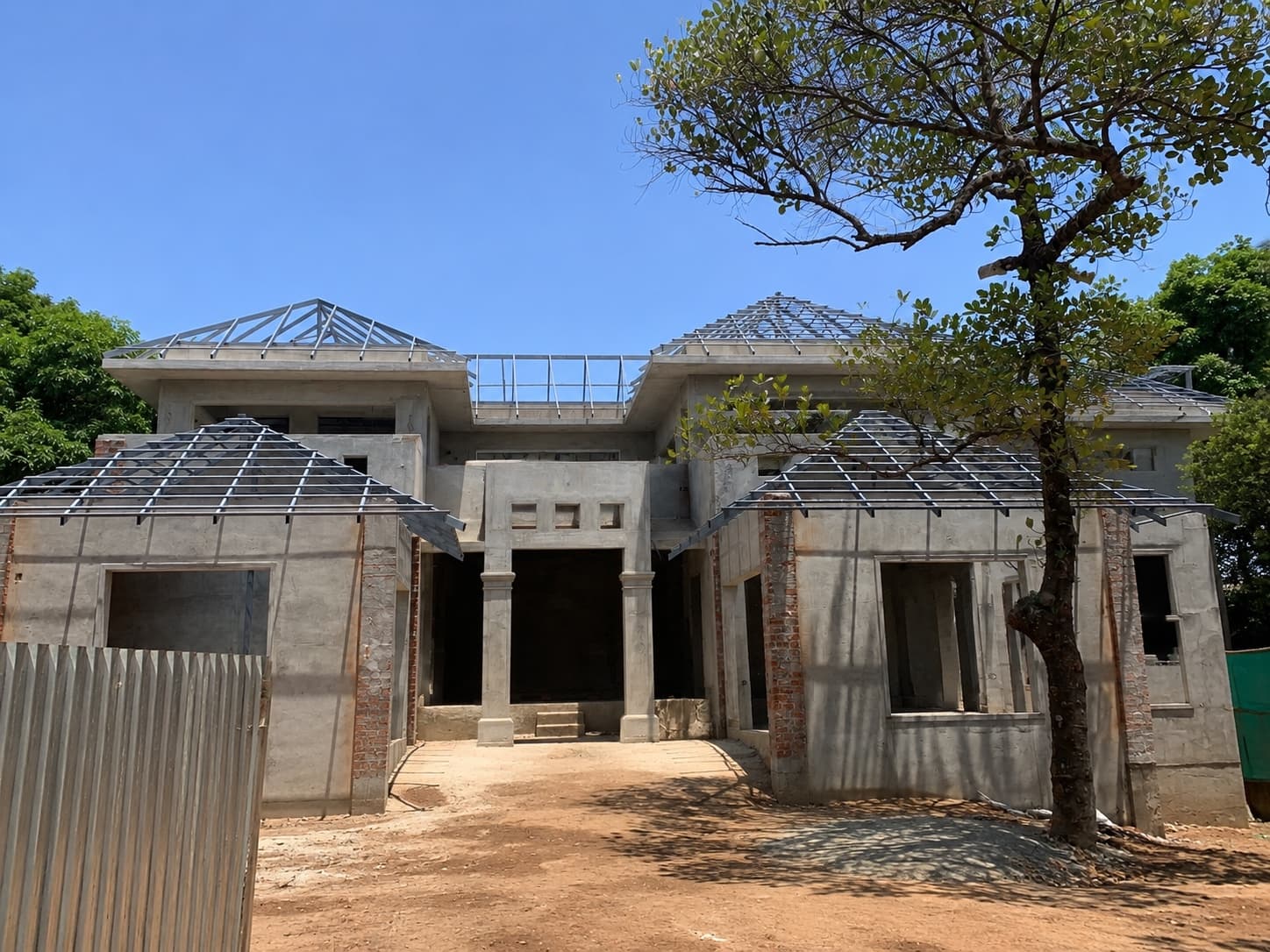 Chandranagar House — the blockwork shell, every opening set to the module